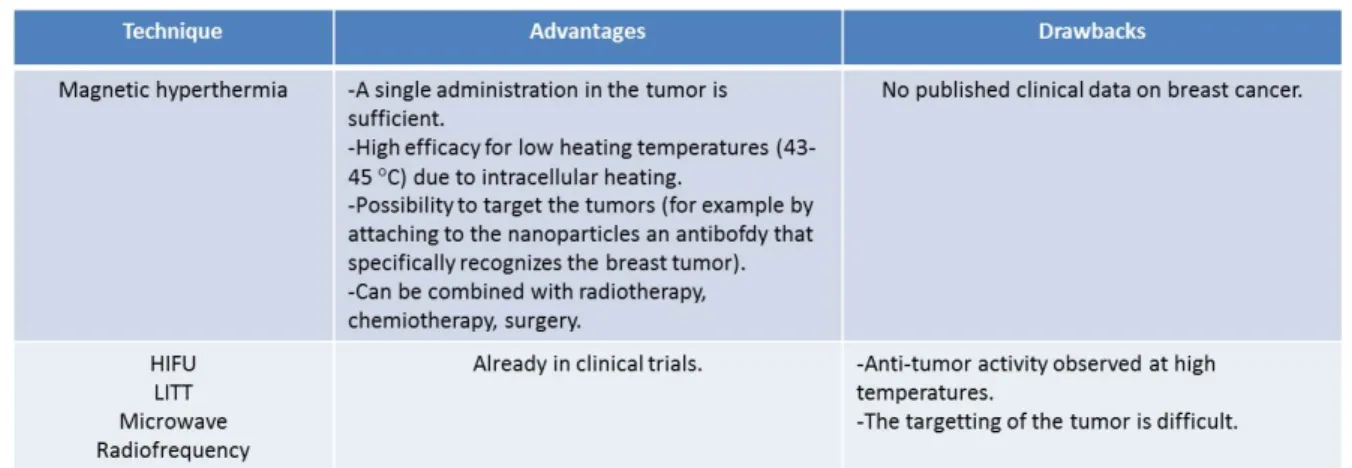 Table 2. Advantages and drawbacks of magnetic hyperthermia compared with other types of thermotherapy