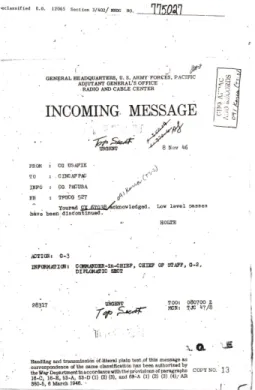Fig. 1b: Confirmation of the termination of low passes (and strafing), 8 November 1946.