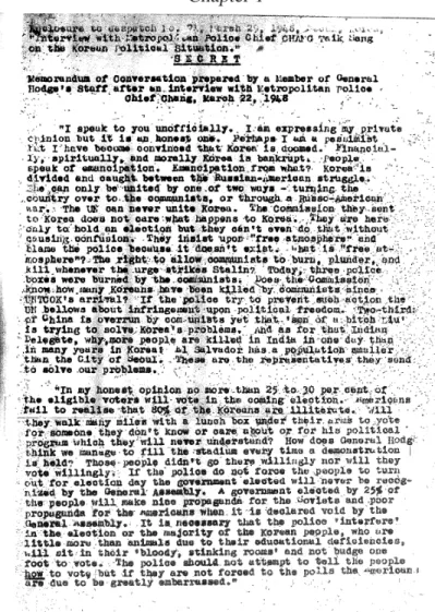 Fig. 3 Interview of Chief of Police Chang about the organization of the election of May 1948