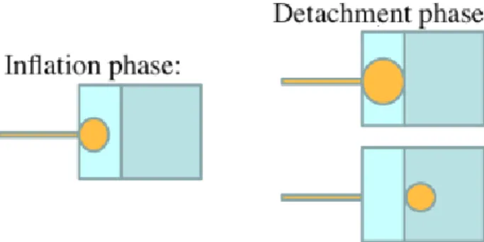 Fig. 1 When escaping MC, the disperse phase follows first an inflation process when a pancake-like droplet is  created  on  the  terrace  (left)