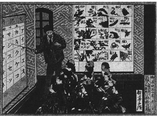 Illustration n o  4 – Leçon de lecture : scène de classe du début de l’ère Meiji.