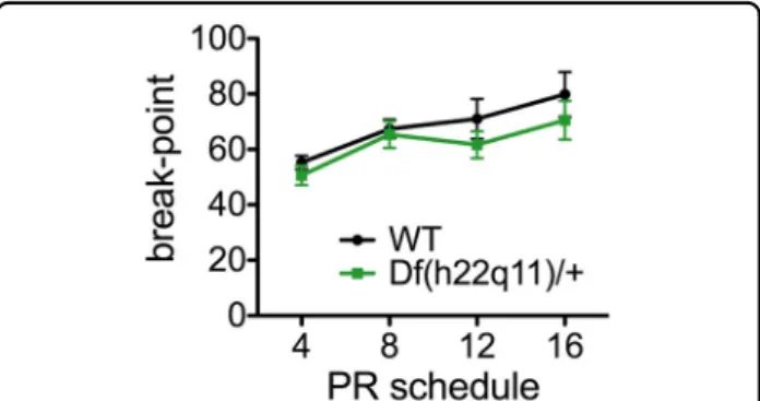 Fig. 5 Performance of Df(h22q11)/ + and wild-types littermates on progressive ratio schedules