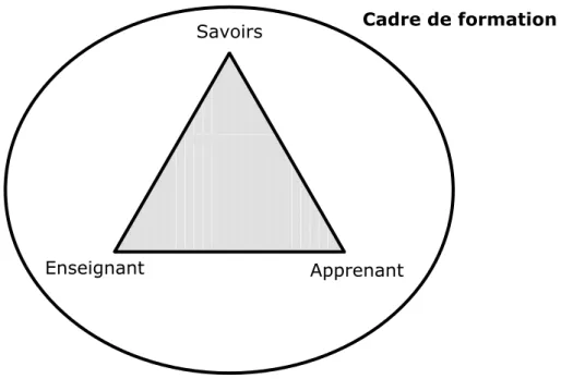 Figure 2. – Le triangle didactique inscrit dans un cadre de formation. 