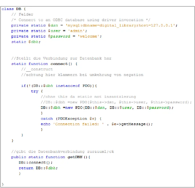 Abbildung 16: Datenbankverbindung dbConnetion.php 