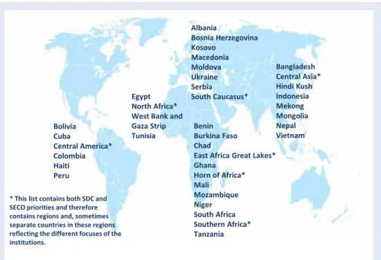 Figure 2.2  37 Swiss priority countries and regions in the 2013-16 Dispatch  