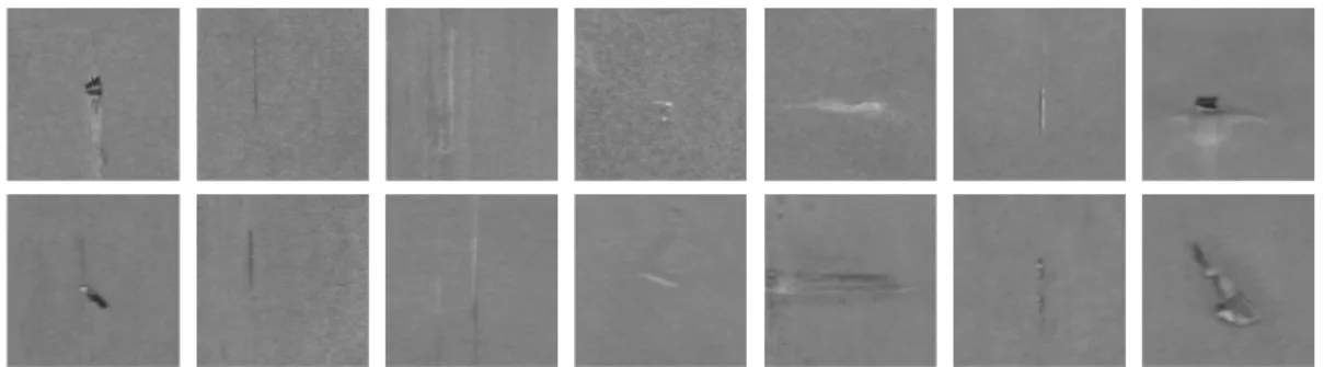 Figure 3.5. A sample from each of the seven defects in the dataset. First row: