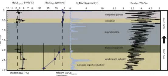 Fig. 7. Paleoceanographic reconstruction based on 230 Th/U, and 87 Sr/ 86 Sr dated corals