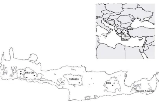 Fig. 1 Location of the study area in the East Mediterranean Region. Sites of known populations of Z