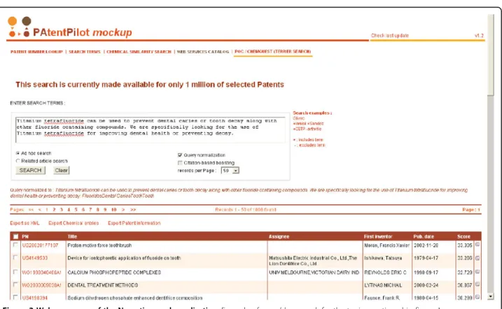 Figure 3 Welcome page of the Novartis search application. Example of an ad hoc search for the topic mentioned in figure 1.