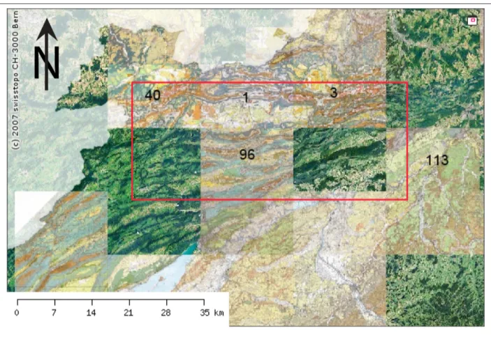 Figure 7 : Résumé des cartes géologiques 1 : 25'000 utilisées