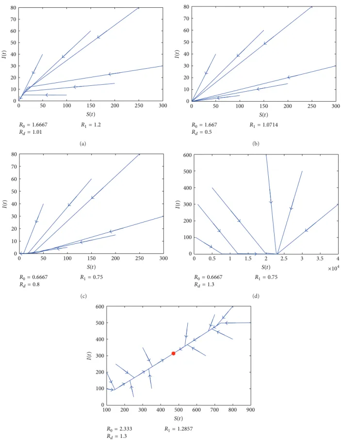 Figure 2: The phase curves of the system under different initial conditions. (a) In the region 