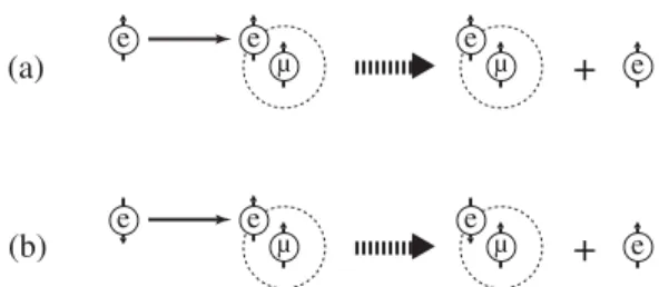 Figure 1. Spin exchange scattering between the photo-induced conduction electron and Mu in triplet state with m F = +1
