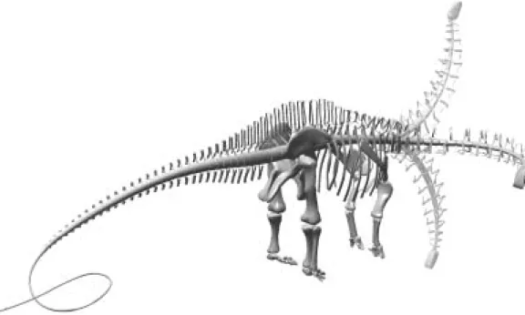 FIGURE 6.10. DinoMorph model of Apatosaurus louisae showing the extremes of dorsoventral motion and lateral flexibility estimated by Stevens and Parrish (1999)