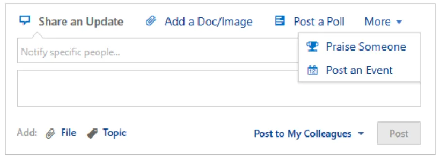 Figure 4 : Nouvelle publication dans Yammer 