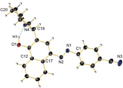 Figure S1. View of the molecular structure of the enol form of compound 3, ellipsoids are  drown with 50% probability