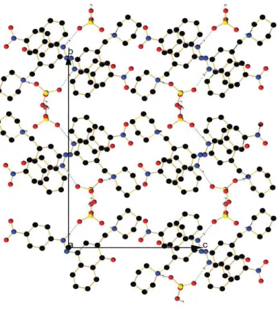 Figure S10. View of the packing along a axis in the keto form of compound 4 with sulfuric acid.