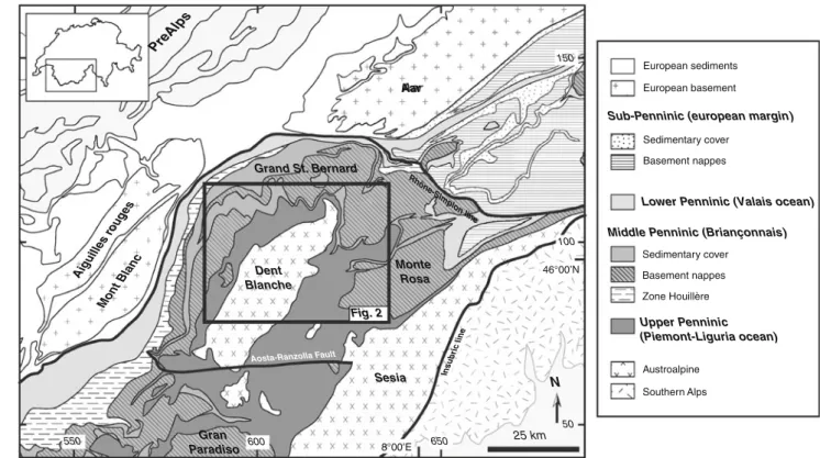 Fig. 1 Tectonic map of the northern Western Alps, modified after Bousquet et al. (2012b)