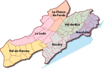 Figure 1 : Districts du Canton de Neuchâtel 
