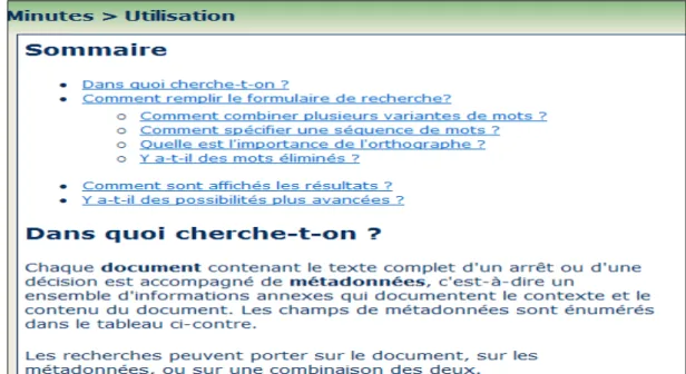 Figure 4: Partie de l'explication de l'utilisation de la base de données 