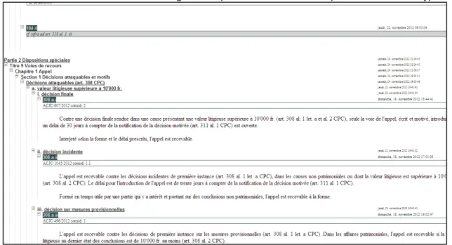 Figure 7: Copie d'écran de la bibliothèque des considérants-types 