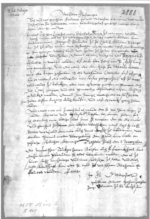 Abb. 1: Brief Zieglers an Stockalper, 2.3.1650, SloA 2888 