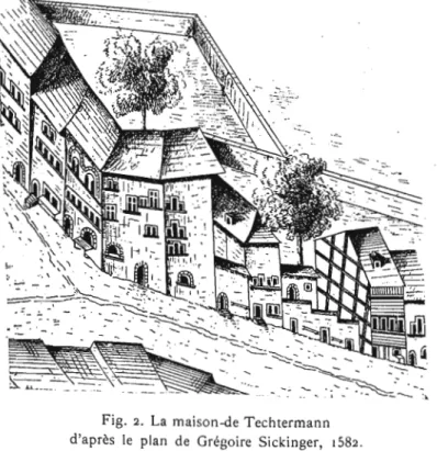 Fig. 2. La maison-de Techtermann d'après le plan de Grégoire Sickinger, 1582.
