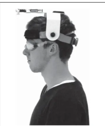 FIGURE 1. Experimental apparatus for measurement of the NHP (neutral head position) and RHP (rotated head  po-sition)