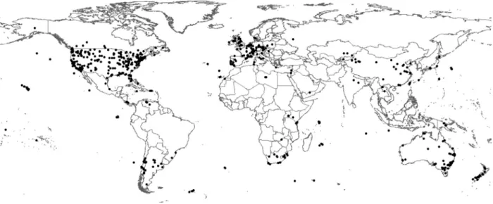 Figure 6. The locations of the studies included in the systematic review that were explicitly specified in the publications