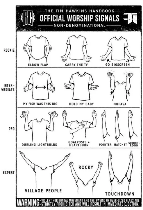 Figure 3 : Official worship signals (dessin parodique de Tim Hawkins)