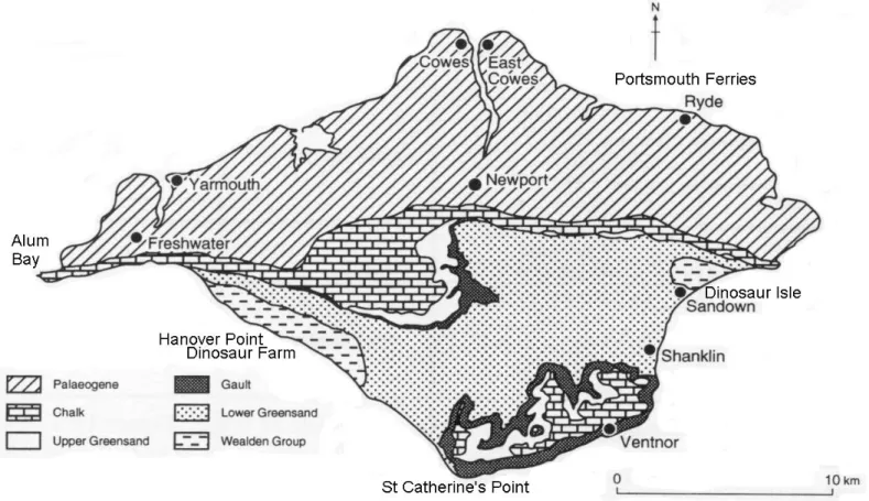 Figure 8:  Simplified geological map of the Isle of Wight.  