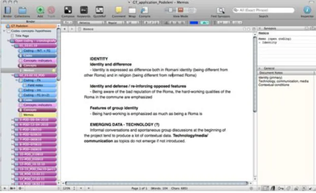Figure 2.10. Screenshot of a memo in the codes and memos bank. Source: author. 