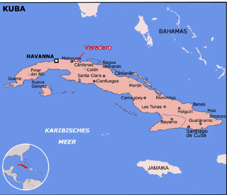 Abb. Geografiekarte Kuba (Quelle: www.swissemigration.ch) 