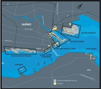 Figure 1 : Propriétés du Port de Québec  (Source : www.portquebec.ca) 