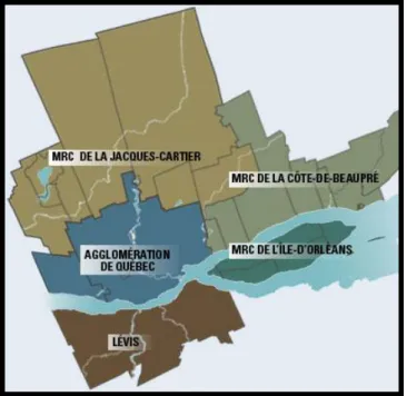 Figure 4: Territoire de la CMQ   (Source : cmquebec.qc.ca) 