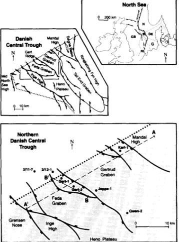Figure  1  Structural  outline  of  the  Danish  Central  Trough,  with 