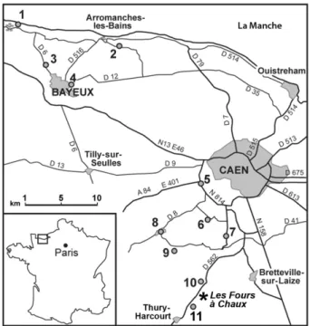 Figure 1 - Geographical location of the cited Bajocian outcrops.