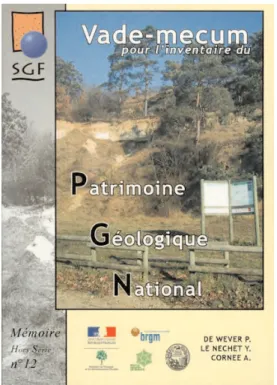 Figure 5 - Couverture du « Vade-mecum pour l’inventaire du patrimoine géologique national » publié par la SGF en 2006