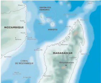 Figure 1 - Map of the geographic location of the archipelago of the Comoros and Mayotte.