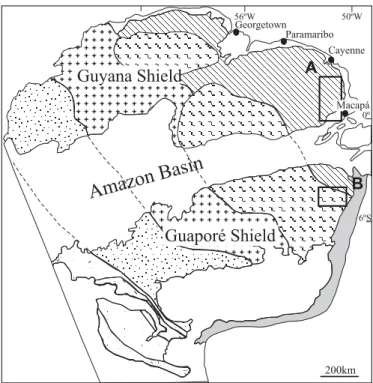 Fig. 2.- Geochronological provinces of the Amazonian craton (from Tassinari and Macambira, 1999).