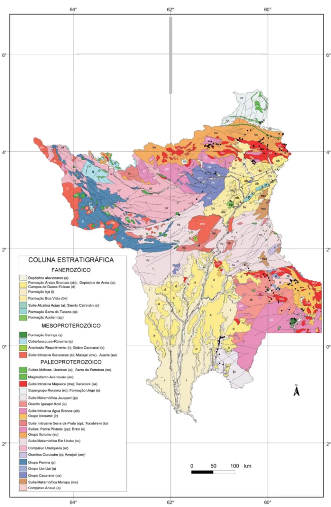 Fig. 3.- Mapa geológico do Estado de Roraima atualizado de CPRM (2002).
