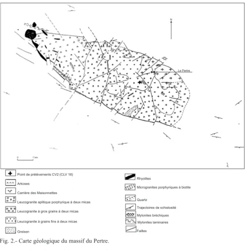 Fig. 2.- Carte géologique du massif du Pertre.
