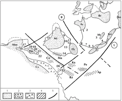 Fig. 5. – Paleobiogeography of brachiopod fauna with Iberian biofacies (Early and Middle Toarcian, Bifrons Zone)