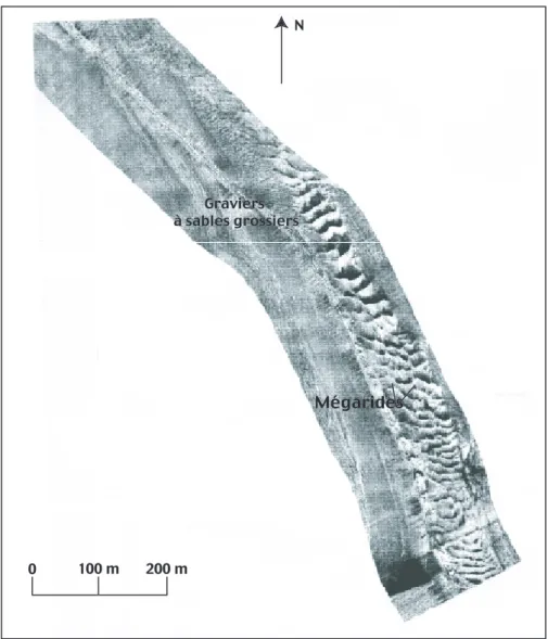 Fig. 6.- Sonograph showing megaripples near the mouth of the Rance.