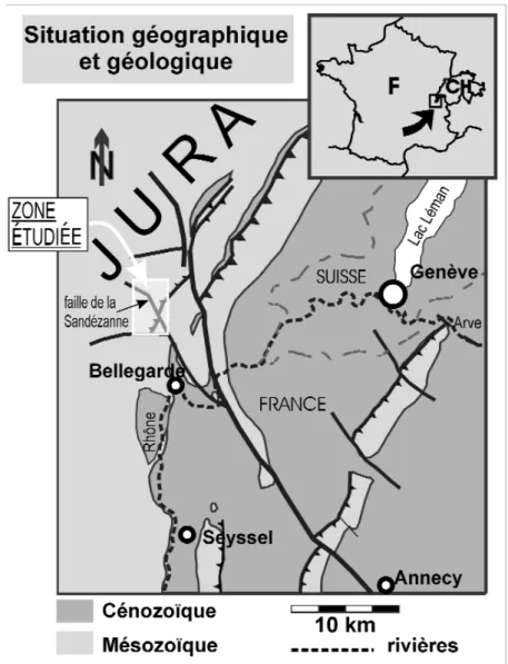 Fig. 1.- Geographical and geological setting of the studied area.