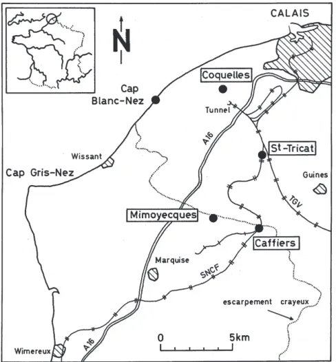 Fig. 2.- Localisation géographique du secteur étudié dans le nord du Boulonnais.