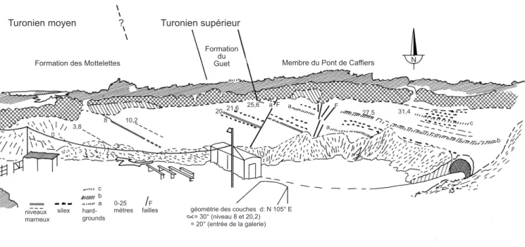 Fig. 3.- Panorama of the entrance to the “forteresse des V3” at Mimoyecques where Middle to Upper Turonian chalk is exposed.