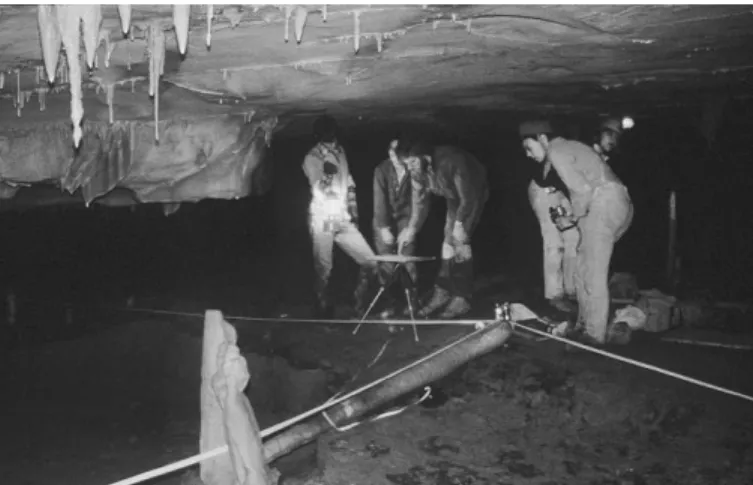 Figure 6. Mapping footprints near fallen column in Aborigine Avenue (see Fig. 5 for map of this area)