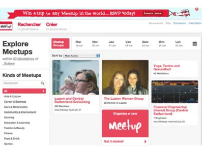 Figure 9 : Page d'accueil de meetup.com