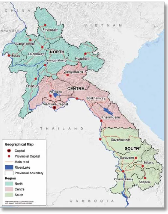Figure 3: Main Investor Countries of Origin by Region Map 3: Three Main Geographic Regions of the Lao PDR