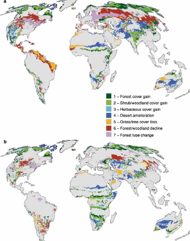 FIGuRE 2: pROjECTED appRECIaBlE ChanGES In  TERRESTRIal ECOSYSTEMS BY 2100 RElaTIvE TO 2000  FOR TwO SCEnaRIOS FORCInG TwO ClIMaTE MODElS: 